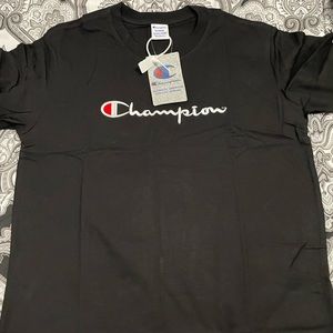Black T-shirt embroidery Champion Logo